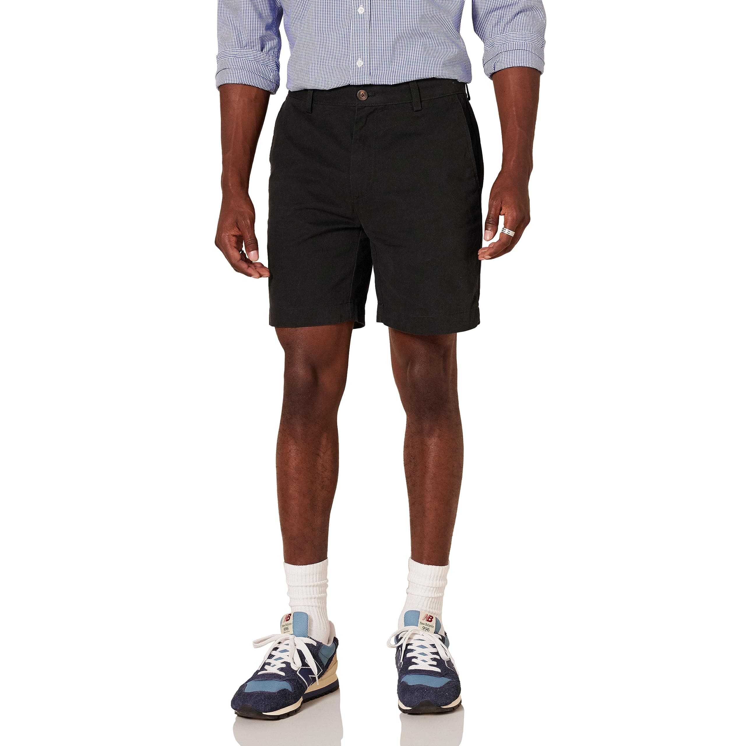 Amazon Essentials Herren Chinoshorts, 18 cm, Schlanker Schnitt 34W Schwarz
