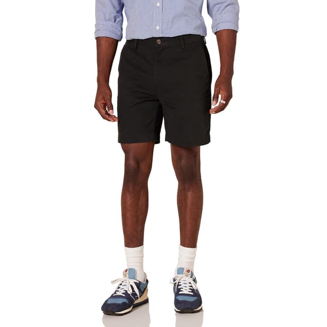 Amazon Essentials Herren Chinoshorts, 18 cm, Schlanker Schnitt 34W Schwarz