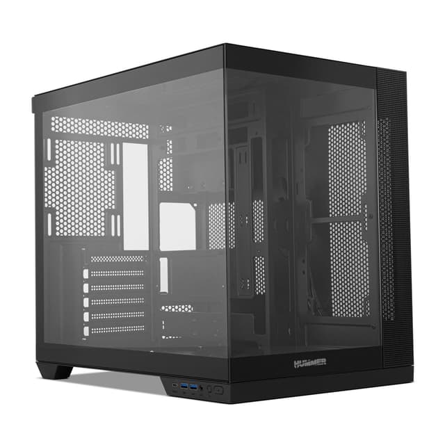 NOX XTREME PRODUCTS Hummer Astra NEO Black - Semitower ATX | M-ATX | ITX, Panoramaglas ohne Rahmen, Platz für 9 Lüfter, Grafikkarten bis zu 400mm, USB-C und USB 3.0, Schwarz HUMMER ASTRA NEO BK