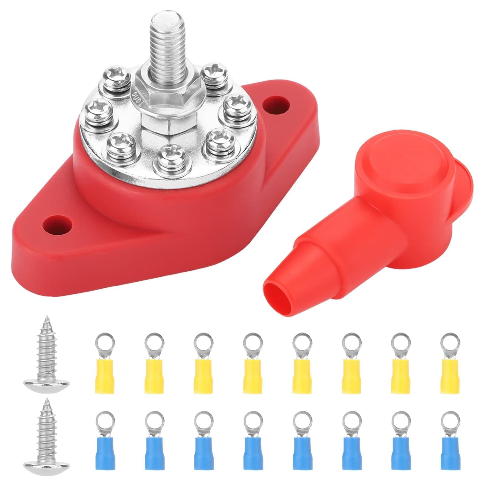 160A Sammelschienen Verteilerblock, 12V M8 BusBar Box mit 8 x M4 Klemmenbolzen Hochleistungsmodul Stromverteilungsblock Erdungsstrom für 12V-48V DC Auto RV Boat Yacht