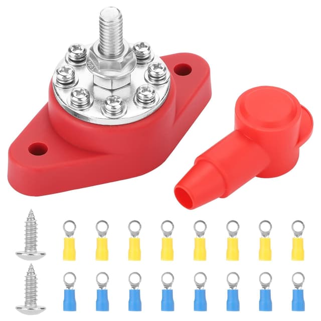 160A Sammelschienen Verteilerblock, 12V M8 BusBar Box mit 8 x M4 Klemmenbolzen Hochleistungsmodul Stromverteilungsblock Erdungsstrom für 12V-48V DC Auto RV Boat Yacht