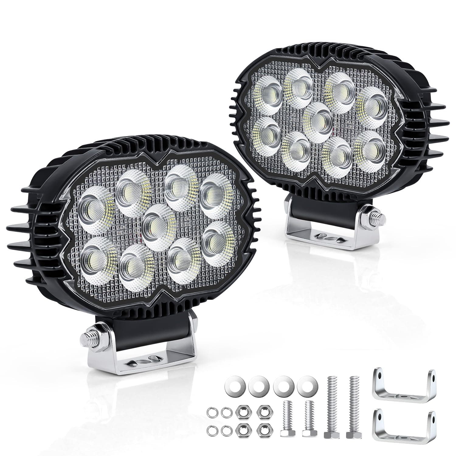 Fxlpower 2 Stück 26W LED Flutlicht Rückfahrscheinwerfer 9-36V Zusatzscheinwerfer, IP68 Offroad led Arbeitsscheinwerfer für Auto, LKW, Traktor, Pickup, 4x4, ATV, Boot