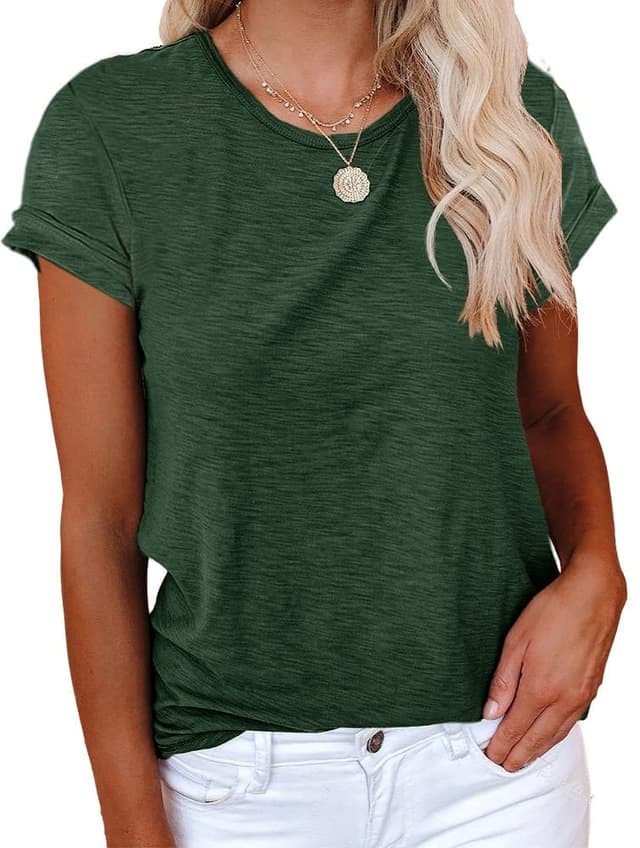 Cicy Bell T-Shirt Damen Kurzarmhemden für Damen Oberteile Rundhals Casual Locker Lässig Sommer Baumwolle T-Shirts