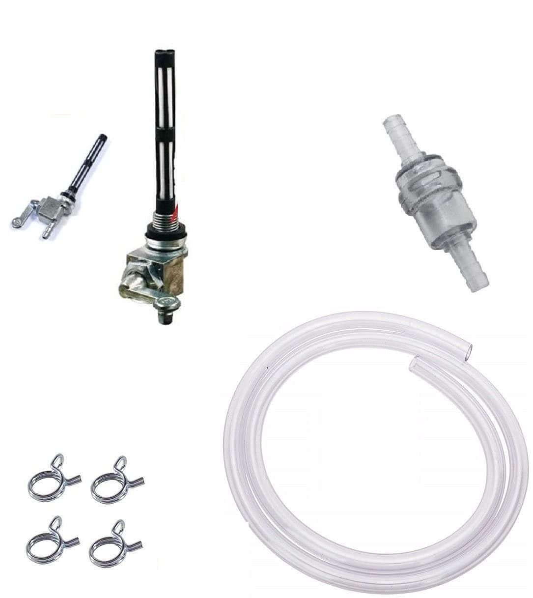 UNIVERSAL KRAFTSTOFFHAHN M10x1 + BENZINSCHLAUCH + BENZINFILTER + SCHLAUCHKLEMME MOPED MOTORRAD HERCULES KREIDLER ZÜNDAPP PGT 103 MOTOBECANE MBK 41 51 BENZINHAHN BENZIN MOFA MOKICK