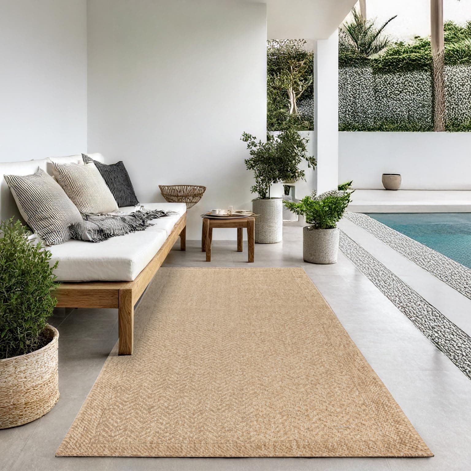 the carpet Kansas - robuster In- und Outdoor Teppich im natürlichen Jute-Look, wetterfest, geeignet für Terrasse und Garten, ca. 80 x 250 cm 80 x 250 cm Natur-7