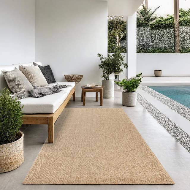 the carpet Kansas - robuster In- und Outdoor Teppich im natürlichen Jute-Look, wetterfest, geeignet für Terrasse und Garten, ca. 80 x 250 cm 80 x 250 cm Natur-7