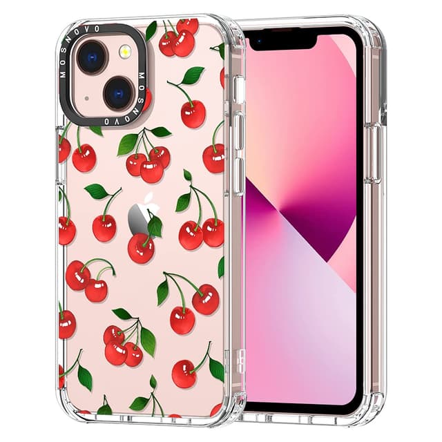 MOSNOVO für iPhone 13 Hülle – Durchsichtige, schlanke, stoßfeste TPU+PC-Handyhülle, [6,6 Fuß Fallschutz/Anti-Abziehen] - Süße Kirsche Süße Kirsche iPhone 13