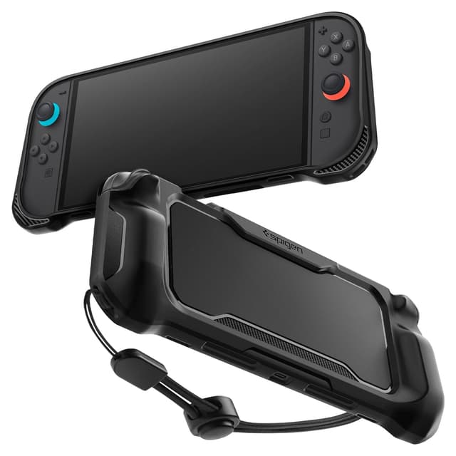 Spigen Rugged Armor Hülle Kompatibel mit Nintendo Switch 2 2025 Case mit Handschlaufe Zubehör - Matt Schwarz