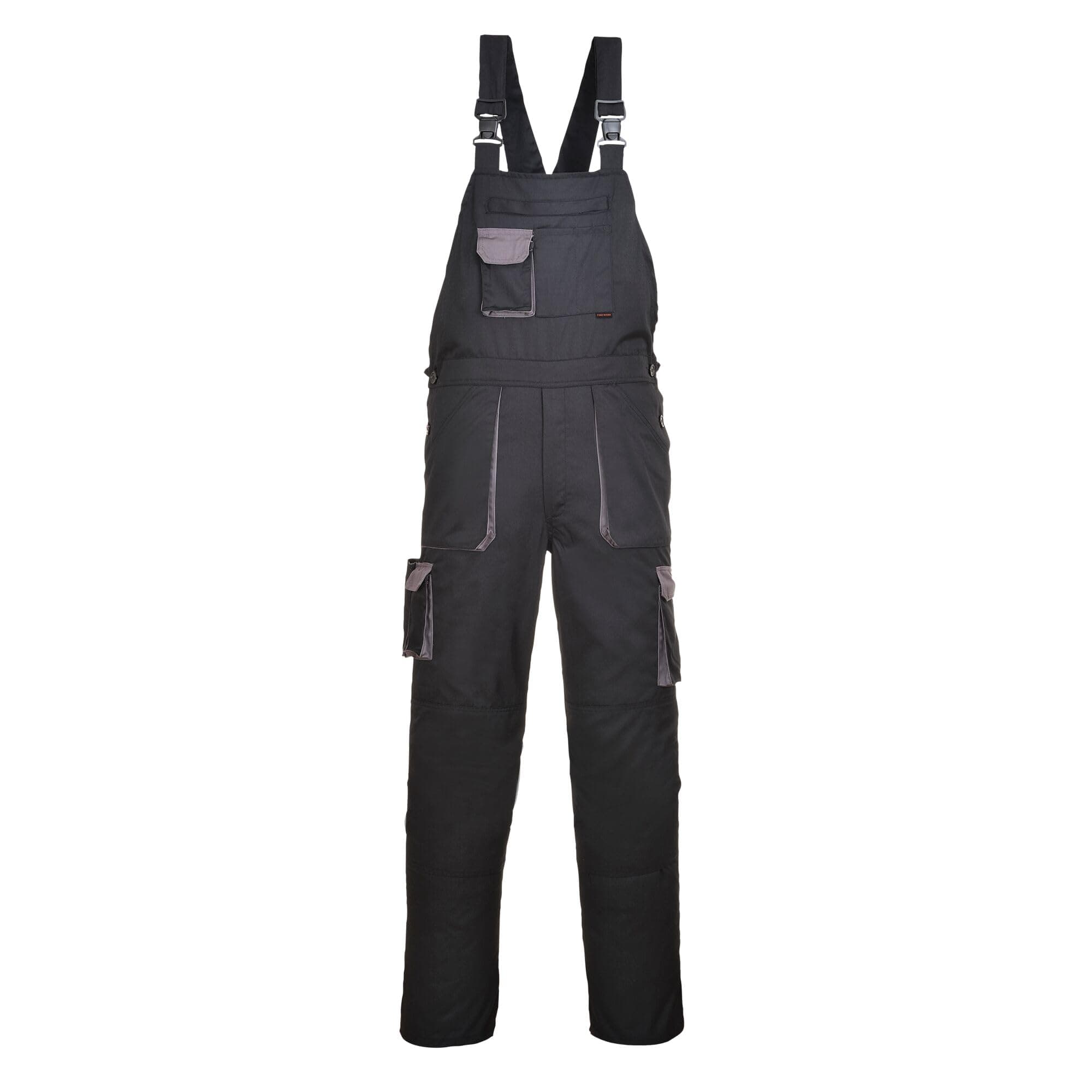 Portwest TX12 Herren Texo Kontrast Latzhose Arbeitslatzhose Schwarz M