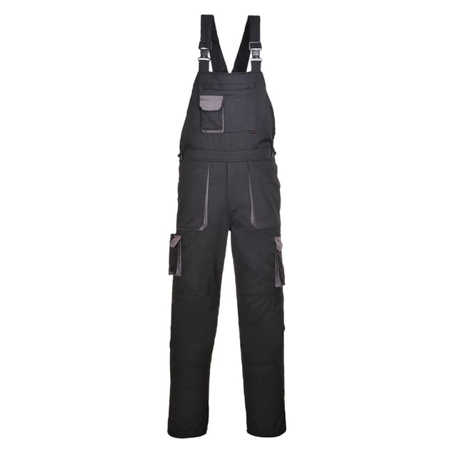 Portwest TX12 Herren Texo Kontrast Latzhose Arbeitslatzhose Schwarz M