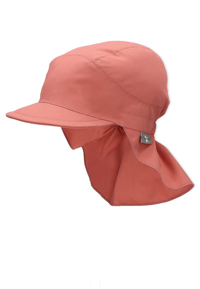 Sterntaler Schirmmütze Nacken Basic - Mädchen Baby- und Kinder Mütze mit Nackenschutz Ohrenklappen und Bindeband - UV-Schutz 50+ Hut aus Popeline (Bio) - Sommer Kopfbedeckung 53 Rosenholz