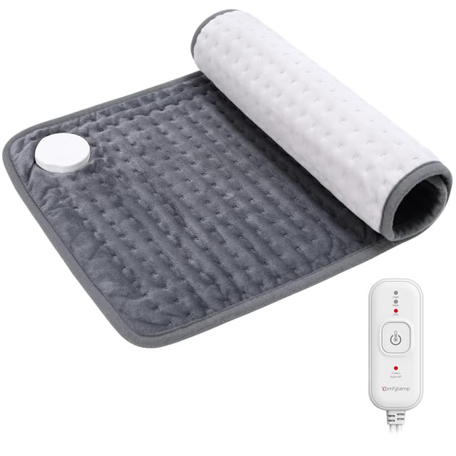 Comfytemp Ultraweich Heizkissen mit Abschaltautomatik, Elektrisches Wärmekissen mit Sicherheitssystem für Rücken Nacken Schulter Bauch Heizdecke (30x60cm) Geschenke für Mütter, Frauen, Mama, Papa Grau 30x60cm
