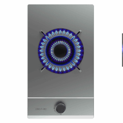 Cecotec Butan- und Erdgas-Kochfeld 1 Flamme Bolero Squad G 1200S Inox. 3500W, Edelstahl, Einzelne Gusseisenroste, WOK-Brenner mit Dreifachkrone, Elektrische Zündung, Sicherheitssystem Edelstahl 1 Kochplatte | Einzelhalterung