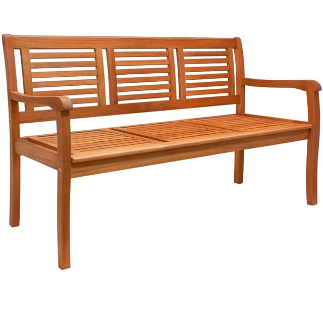 Casaria® Gartenbank Wetterfest Holz FSC®-Zertifiziert 480kg Belastbar 3-Sitzer Armlehne Rückenlehne 153x60cm Garten Balkon Holzbank Eukalyptus Braun