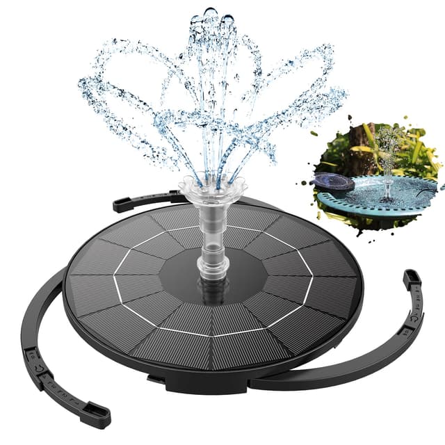 AISITIN Solar Springbrunnen mit 3.5W DIY Abnehmbares Sonnenkollektor, Solar Teichpumpe Upgrade, Runden Solarbrunnen mit 8 Fontänenstile für Gartenteich,Vogelbad,DIY Wasserspiel,Fisch Tank