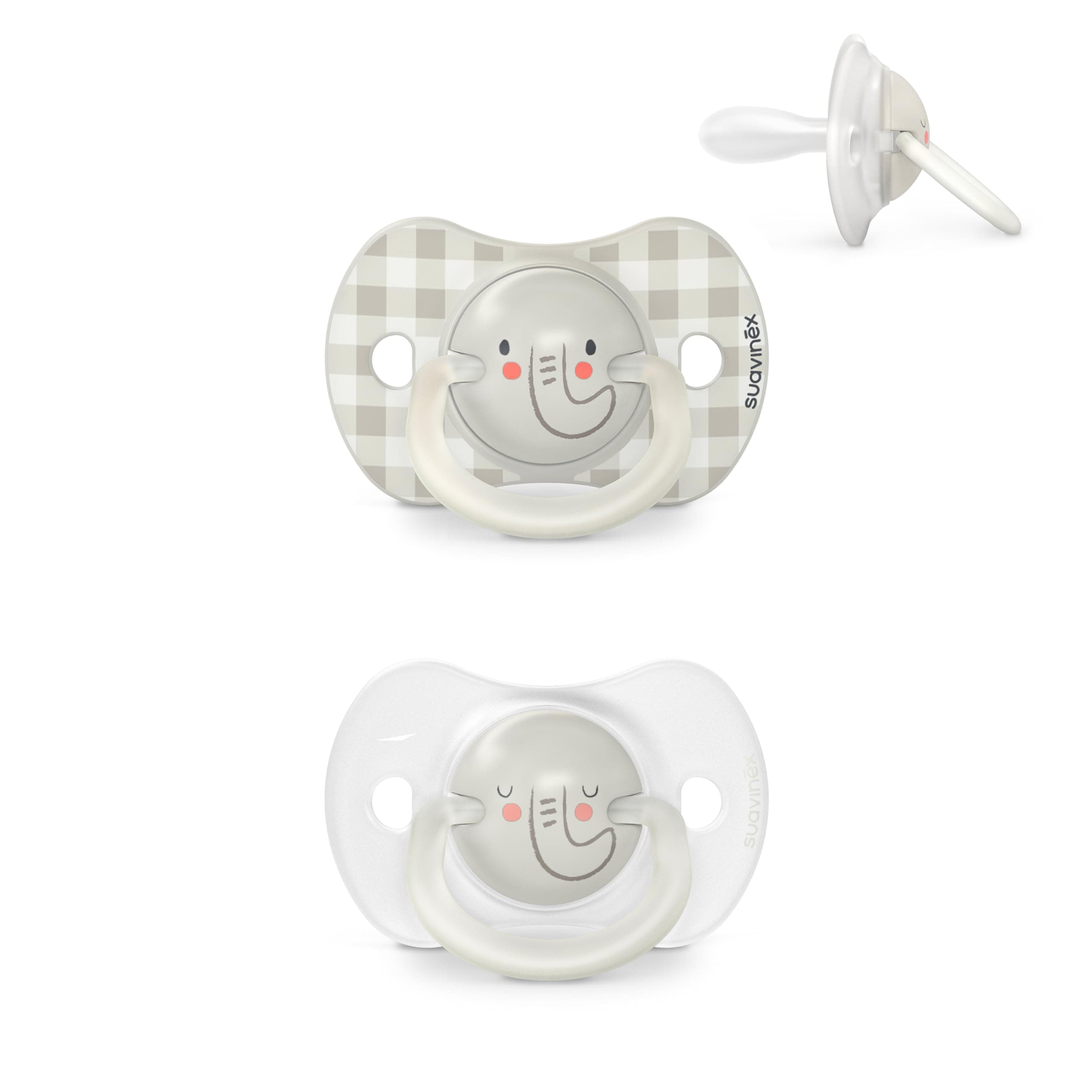 Suavinex, Night&Day Schnuller für Babys von 6-18 Monaten, Leuchtend im Dunkeln Babyschnuller, mit Physiologischem Sauger SX Pro aus Silikon, Symmetrisch, Superweich und Flexibel, Grau, 2er-Pack 6-18 Monaten Grau