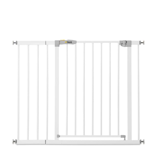 hauck Treppenschutzgitter / Türschutzgitter Open N Stop KD mit 21 cm Verlängerung für Breiten 96 - 101 cm, ohne Bohren, 0-24 Monate, Einhändiges Öffnen, Beidseitig Schwenkbar, Metall (White) White 96 - 101 cm Basisgitter + 21 cm Verlängerung