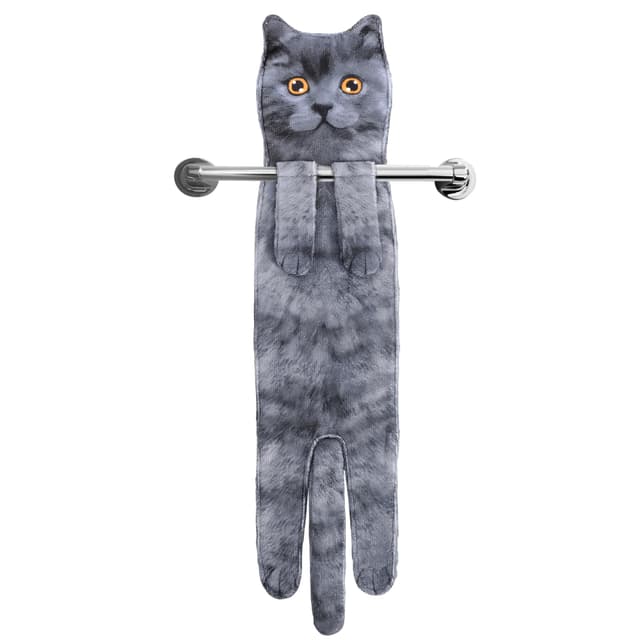 Lustige Katzen Handtücher für Küche und Badezimmer - Katze Deko Hängende Handtuch Waschlappen Muttertagsgeschenk Ostern Einweihungsgeschenk Geburtstagsgeschenk - Geschenke für Frauen Katzenliebhaber Cat-british Short Blue01
