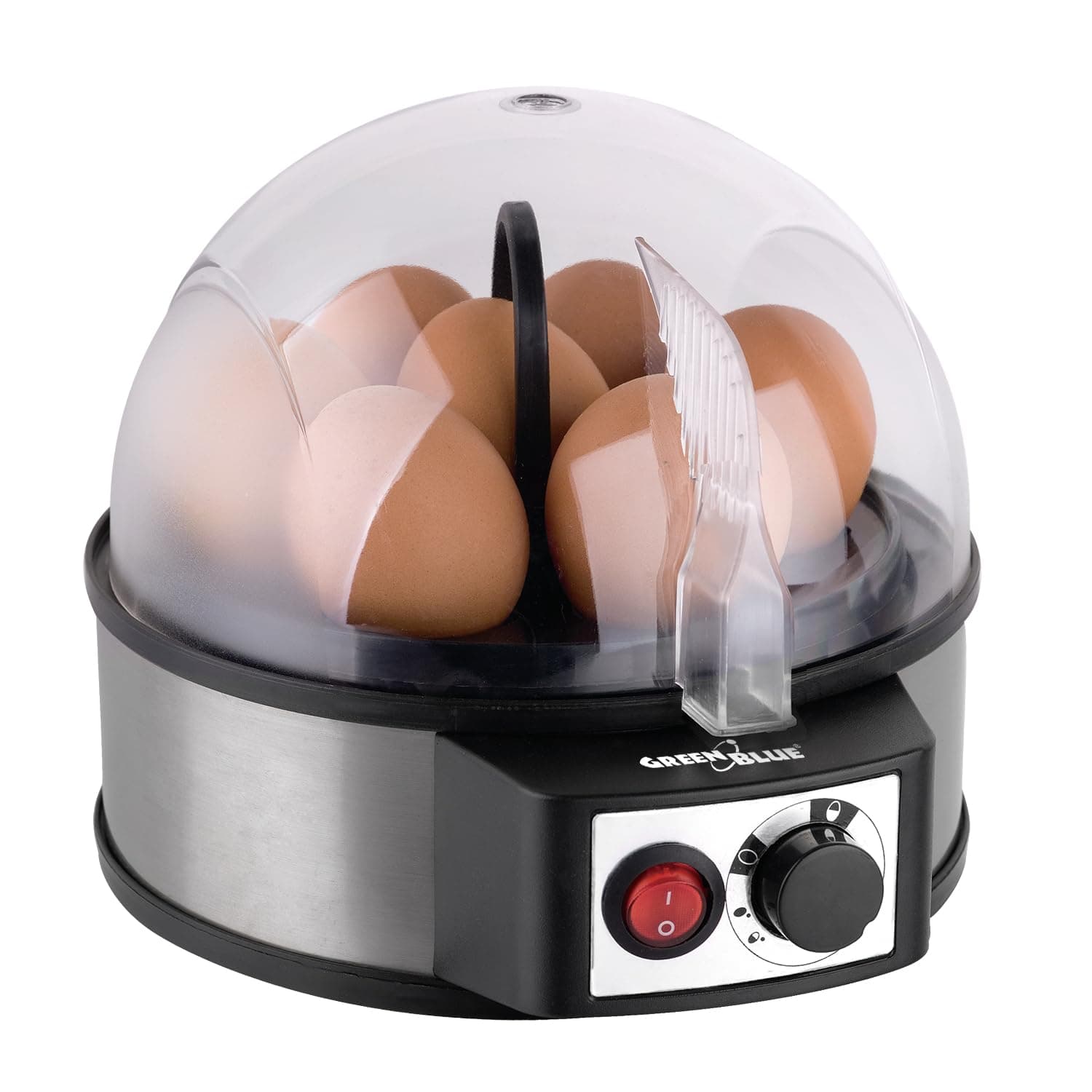 Green Blue GB573 Automatischer Eierkocher für 1-7 Eier mit Härteeinstellung | BPA-Frei | 3 Härtegrade Wählbar, 400W | inkl. Messbecher mit Eierstecher