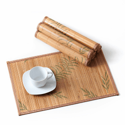 LOVECASA Tischsets Abwaschbar 6er Set, Bambus Platzsets 45 x 30 cm, rutschfest Platzdeckchen für Küche, Bambusmatte, Abgrifffeste Hitzebeständig, Holz