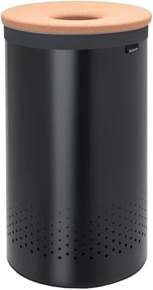 Brabantia Wäschebox mit Korkdeckel, Schwarz, 60 L 60L Wäschebox mit Korkdeckel Matt Black