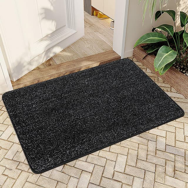 Mibao Fußmatte Innen 50 x 80 cm, Schmutzfangmatte für den Eingangsbereich, Türmatte, rutschfeste, Super Saugfähige Willkommen Matte Teppich für Haustür, Hintertür, Schuhe und Pfoten, Schwarz Schwarz 80 x 50 cm (Rechteckig)