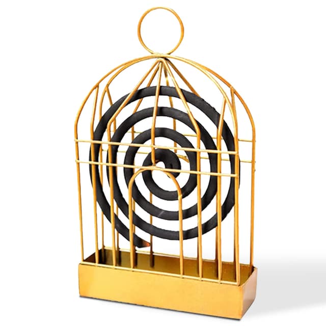 Familie Vogelkäfig Räucherstäbchenhalter,Mückenspirale Mosquito Rack,Meditation Dekorative Räuchergefäß,Räucherspirale Rack Mit Griff Kann Für Zu Hause,Einkaufszentrum,Bad Usw.Verwendet Werden (Gold) A-gold