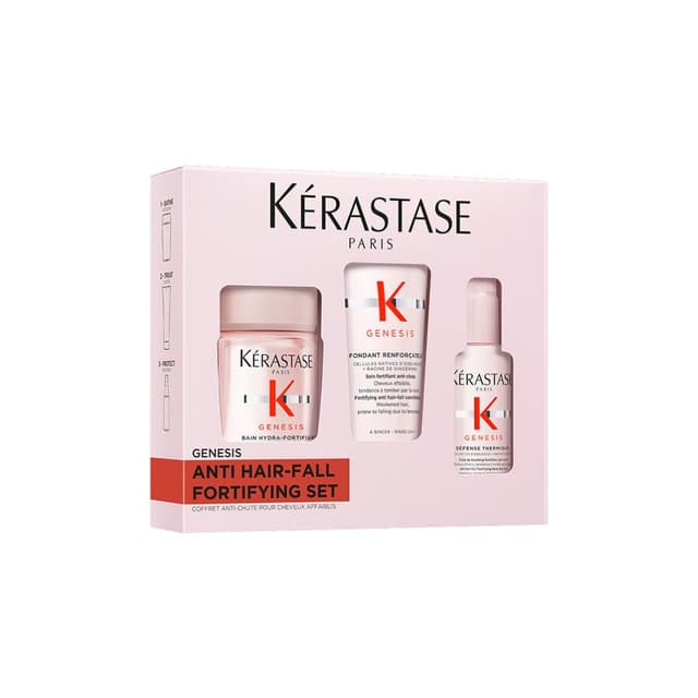 Kérastase, Genesis, Pflegeroutine mit Shampoo, Haarspülung & Hitzeschutzspray, Probierset für feines und brüchiges Haar, Gegen Haarverlust und Haarbruch