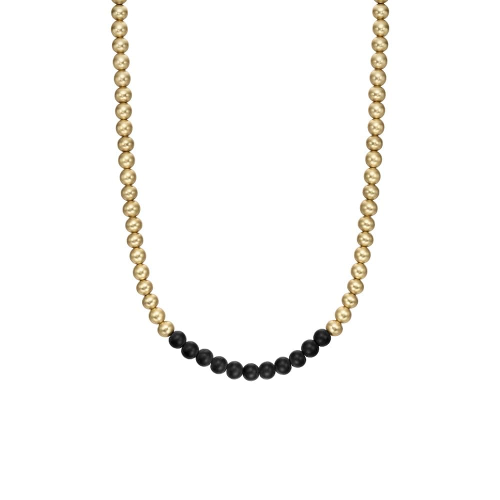 Armani Exchange Herren-Edelstahl-Halskette mit Karabinerverschluss Schwarz und Gold