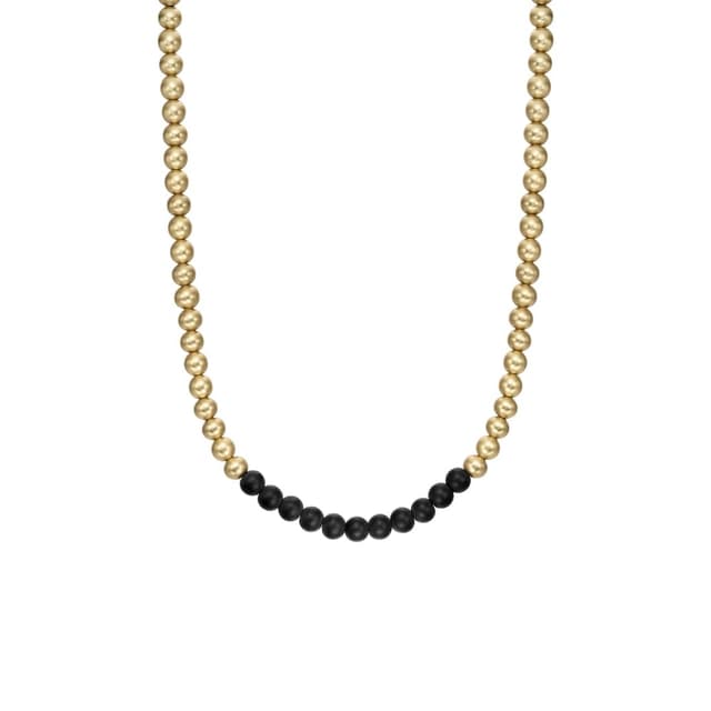 Armani Exchange Herren-Edelstahl-Halskette mit Karabinerverschluss Schwarz und Gold