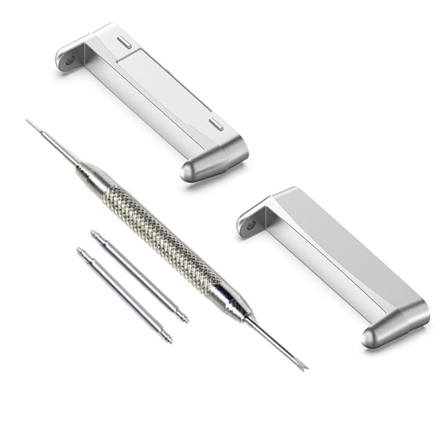 Miimall [2 Stück Kompatibel mit Fitbit Versa 4 Armband Anschluss, Edelstahl Metall Connectoren Fitbit Sense 2 Armband Adapter Verschleißfest Uhren Adapter für Fitbit Versa 3/Versa 2/Sense 1-Silber