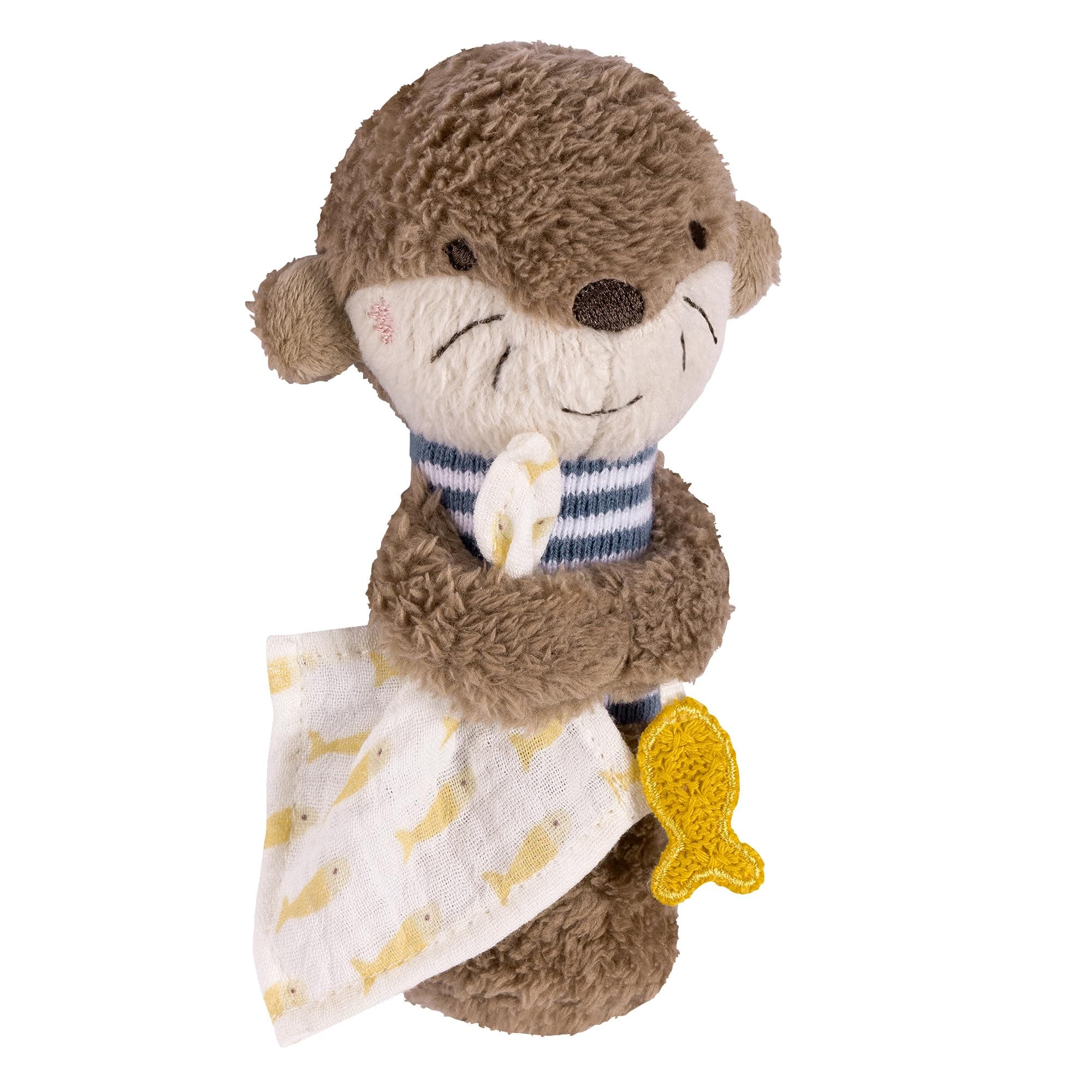 Fehn Stabgreifling Otter – Kuscheltier-Greifling zum Rasseln, Quietschen, Fühlen, Spielen – ein treuer Begleiter für Babys und Kleinkinder ab 0+ Monaten