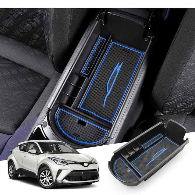 GAFAT Toyot-a C-HR 2016-2022 2023 Mittelkonsole Aufbewahrungsbox Armlehne Organizer Tray Mittelarmlehne Handschuhfach, Kompatibel mit Toyota CHR Zubehör (Blau)