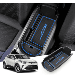 GAFAT Toyot-a C-HR 2016-2022 2023 Mittelkonsole Aufbewahrungsbox Armlehne Organizer Tray Mittelarmlehne Handschuhfach, Kompatibel mit Toyota CHR Zubehör (Blau)