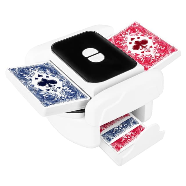 BEE&FLOWER Kartenmischmaschine - Automatisch, leise, wiederaufladbar Kartenmischer tragbar, geeignet für 1–2 Kartendecks wie Poker, Blackjack und andere Kartenspiele Weiß+Schwarz