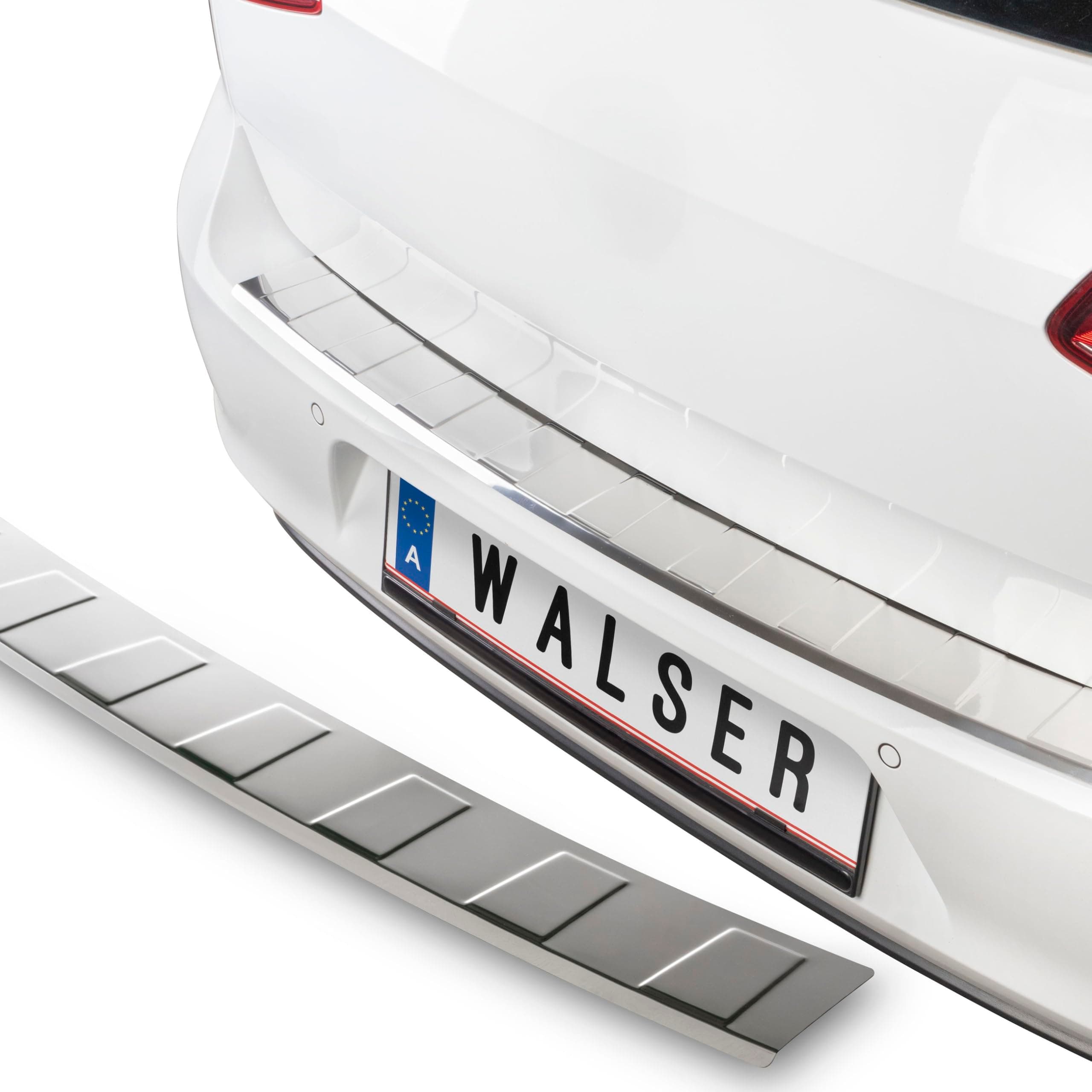 Walser Premium Ladekantenschutz für VW Passat B8 Variant (3G5, CB5) 2014-2019, 100% maßgeschneiderter Kantenschutz Edelstahl Proguard, Kofferraum Stoßstangenschutz Auto Made in EU Silber