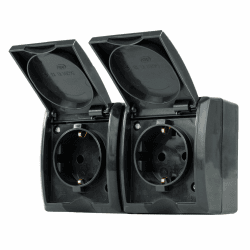 REV AquaForm, Doppelsteckdose-Feuchtraumsteckdose, IP44, Aufputz, anthrazit 1x Doppelsteckdose waagrecht Angebot bei HelloDeals