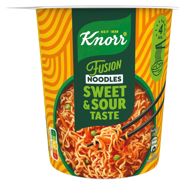 Knorr Fusion Noodles Instant Nudeln Sweet & Sour Taste leckere Nudeln in süß-saurer Sauce fertig in nur 4 Minuten 82 g