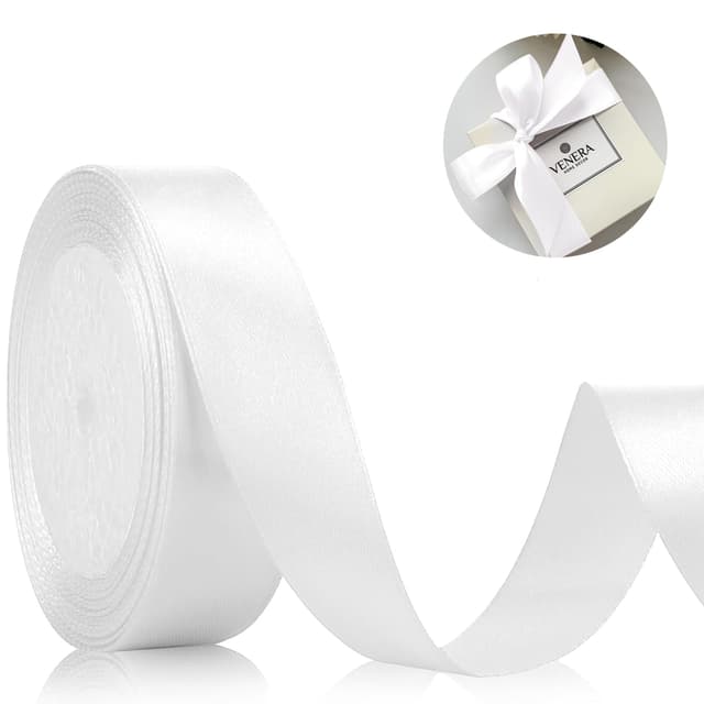 Geschenkband Satinband 22m, 20mm Breit Geschenkband, Weißes Schleifenband für Hochzeit, Bastelarbeiten und Geschenkverpackung Hochzeitsdekoration (Weiß)