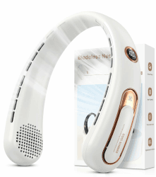 Nackenventilator, 3 Stufen Leise und Leistungsstark Bladeless Halsventilator mit LED-Anzeige, 4000mAh Akku Ventilator USB Aufladbar für 15H, Freihändige Leicht Ventilator Tragbarer für Küche,Unterwegs Weiß Angebot bei HelloDeals