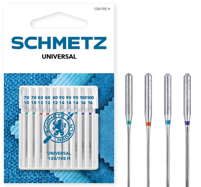 SCHMETZ | 10 Nähmaschinennadeln | Universal | 130/705 H | Nadeldicke 70/10-100/16 | auf jeder gängigen Haushaltsnähmaschine einsetzbar Assorted 70/10 - 100/16