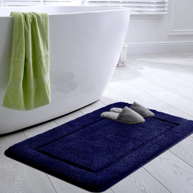 SOANNY Badematte 60x90 cm, rutschfest & Waschbar, Weicher Mikrofaser Badezimmerteppich, Saugfähig & Schnelltrocknend, Blau Blau 60 x 90 cm (Rechteckig)
