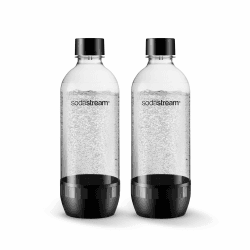 sodastream DuoPack Tritan 1L Ersatzflaschen für alle gängigen Wassersprudler mit Kunststoff-Flaschen mit Schraubgewinde, 2x 1 L PET-Flasche, Schwarz Modern