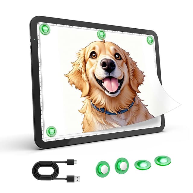 9000 Lux Superhell Wiederaufladbare A4 Leuchttisch,Ultra Leuchtplatte mit 4000mAh Batterie für Diamond painting, Magnet Lichtplatte mit 3 Farbe, LED Licht pad für Skizzieren, Zeichnen,Tattoo(Schwarz) Schwarz A4(Super hell)