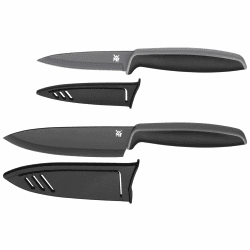 WMF Touch Messerset 2-teilig, Küchenmesser mit Schutzhülle, Messer Set Spezialklingenstahl antihaftbeschichtet, scharf, Kochmesser, Gemüsemesser, schwarz Angebot bei HelloDeals