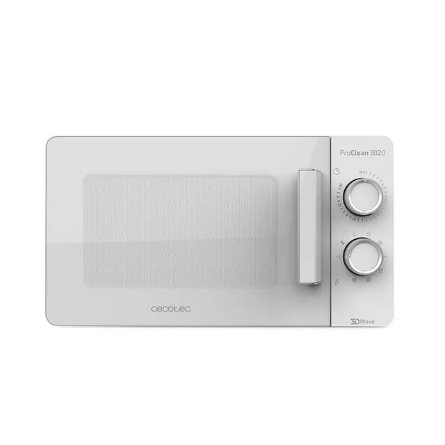 Cecotec Mikrowelle ProClean 3020, 20 Liter- Kapazität, Ready2Clean-Beschichtung, 700 Watt-Leistung, 6 Funktionsstufen, 30 Minuten-Timer, Auftauhmodus, Weiß 20L | Proclean