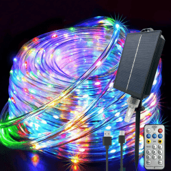 GLPE Solar Lichterkette Aussen, 20M 200 LED Lichtschlauch Außen Wetterfest mit USB Ladefunktion, 8 Modi Fernbedienung Solar Lichterschlauch Outdoor für Garten Weihnachten Trampolin Schwimmbad Angebot bei HelloDeals