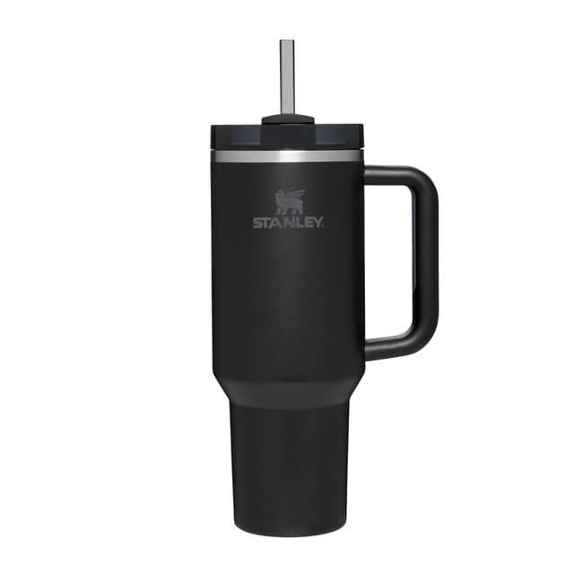 STANLEY Quencher H2.0 Flowstate Trinkflasche Mit Strohhalm 1.2L - Thermobecher Kühlt 11 Stunden - 48 Stunden Eisgekühlt - Spülmaschinenfest - Thermosflasche BPA Frei - Edelstahl Trinkbecher Schwarz Tonal