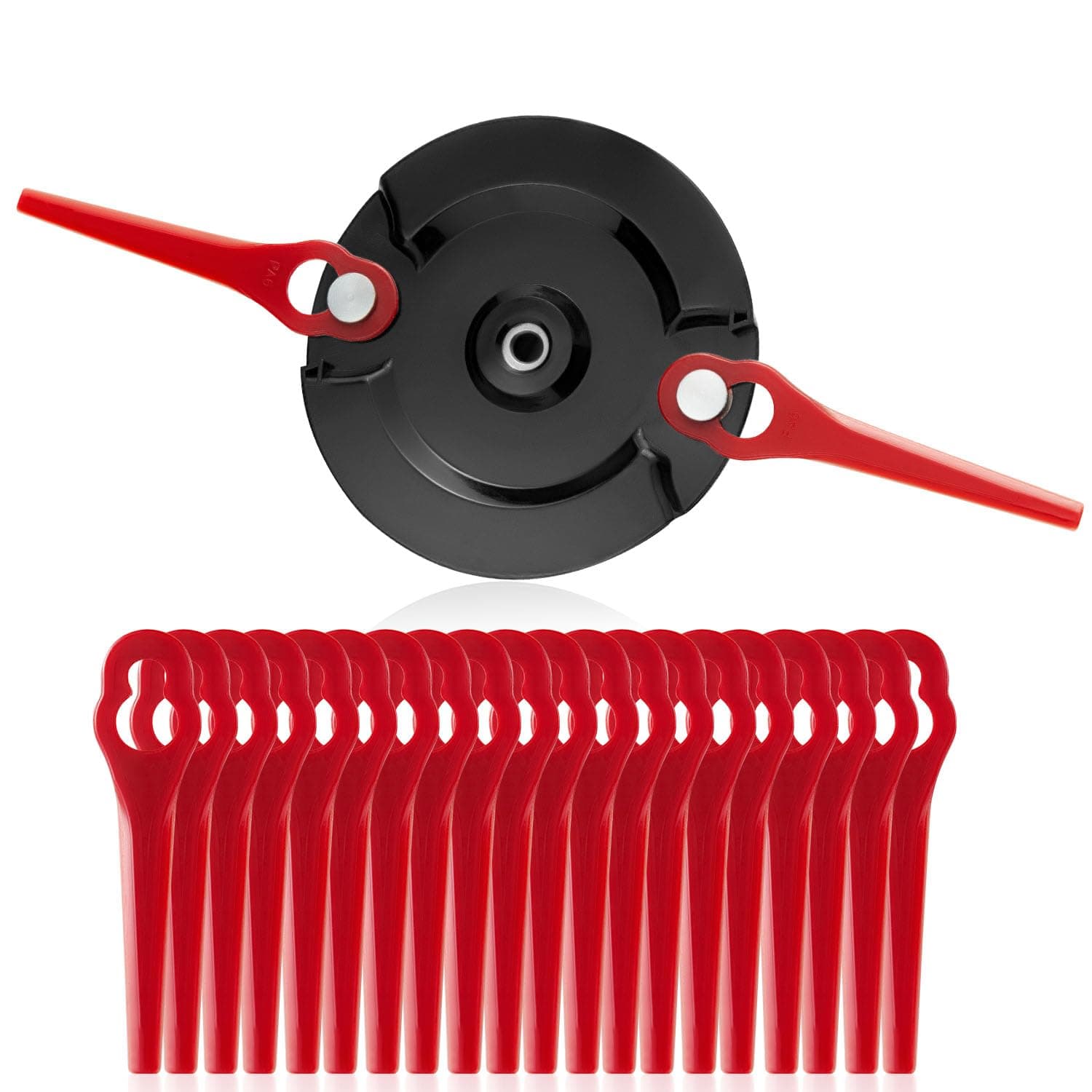 【Upgrade】 Doppelklingenhalter Trennscheibe Kompatibel mit Einhell Akku-Rasentrimmer GE-CT 18LI, Gardol | Master Gardener | Mr Gardener Zubehör, 20 Stück Klingen 1 Scheibe+ 20 Messer