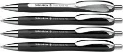 Schneider 132584 Slider Rave XB Kugelschreiber (Limitierte Sonderedition, 3x schwarz, 1x weiß, Made in Germany) 4 Stück, Schreibfarbe: blau 4 stück (1er Pack) Schwarz-Weiß & Schwarz | Tinte: Blau Angebot bei HelloDeals